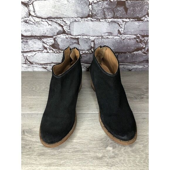 BEEK Falcon Black Suede Leather Back Zip Stacked Heel Booties Women’s 7M US/38EU - Picture 13 of 16